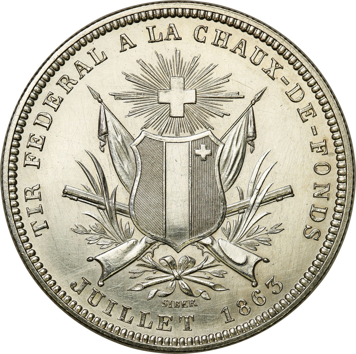 Szwajcaria. 5 franków 1863, Berno, Festiwal Strzelecki - RZADKIE